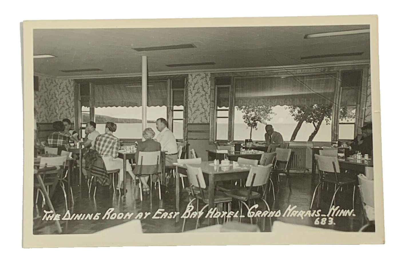 The Diner Room at East Bay Hotel Grand Marais Minnesota MN Postcard RPPC