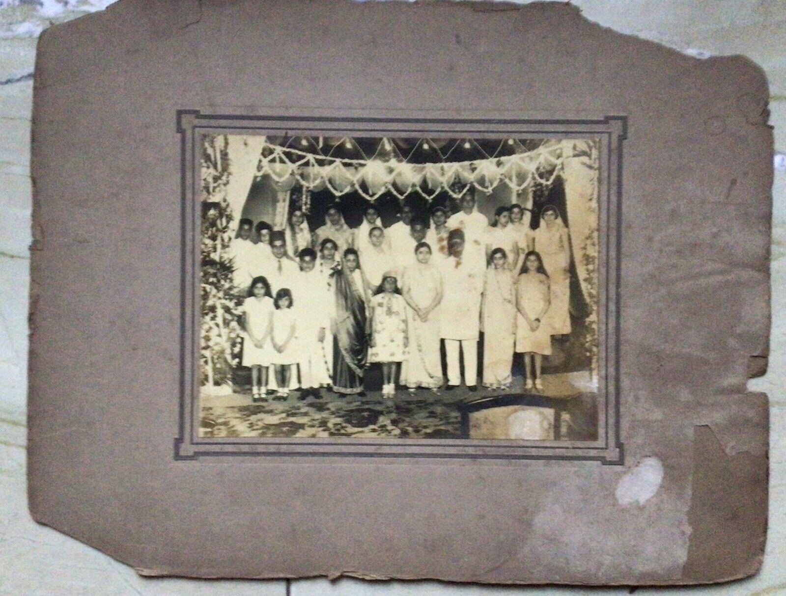 Vintage  Group Photo Of Parsi Girl Navjote Ceremony. Large