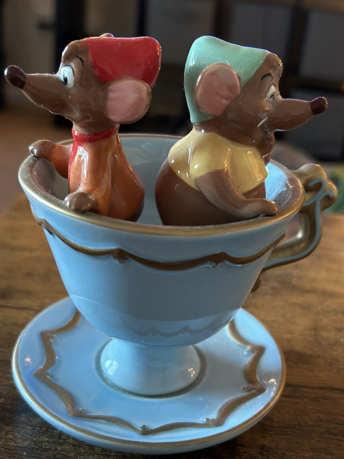 Disney GUS & JAQ Tea Cup Sculpture Figurine Teacup Cinderella Limited Edition