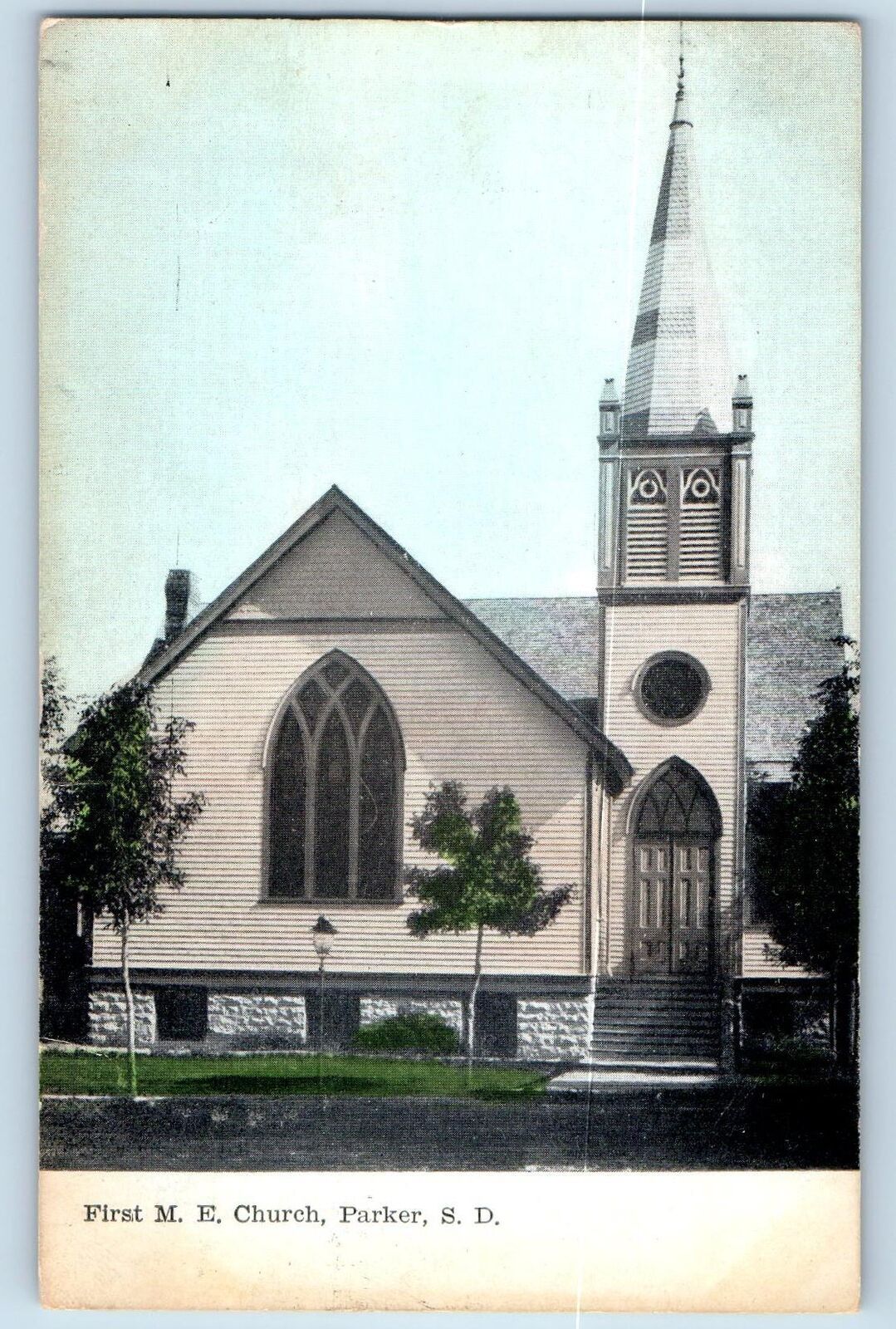 Parker South Dakota Postcard First Methodist Episcopal Church Scene 1910 Antique
