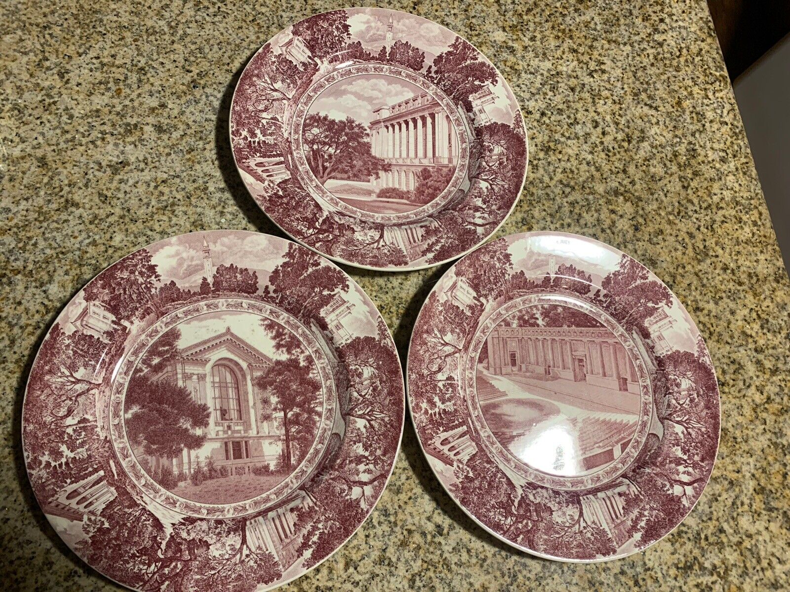 Vintage University Of California Wedgewood Plates Historical Berkeley Campus Ca.