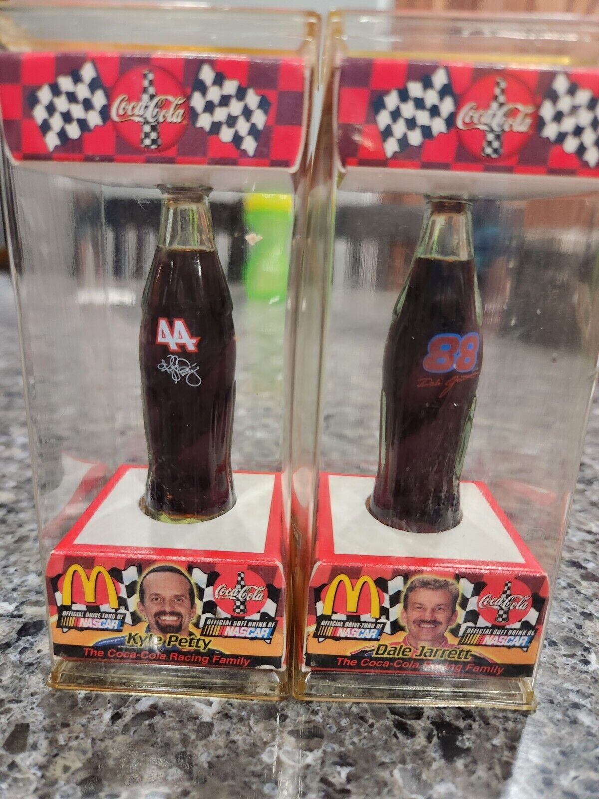 1999 Nascar McDonald's Mini Coca-Cola Bottles Set Of 2 (#88/#44)