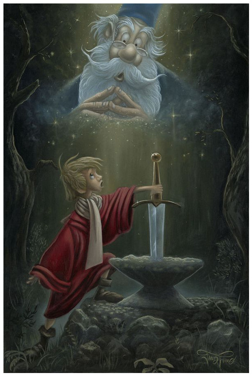 Disney Fine Art Limited Edition Canvas Hail King Arthur-Sword+Stone-Jared Franco