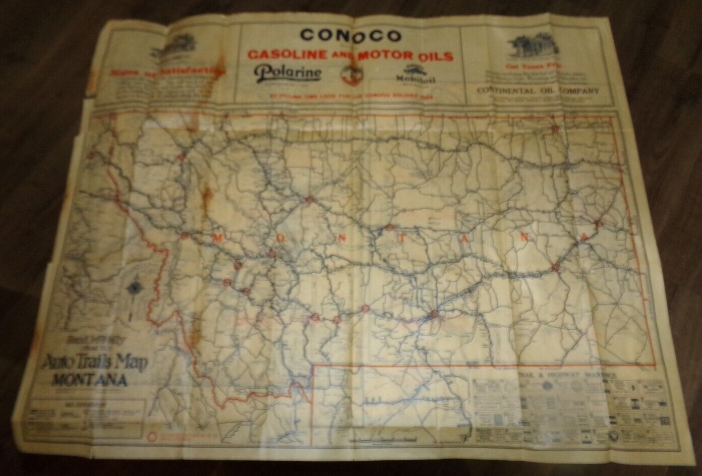 1925 rand mcnally montana auto trails map in good shape used