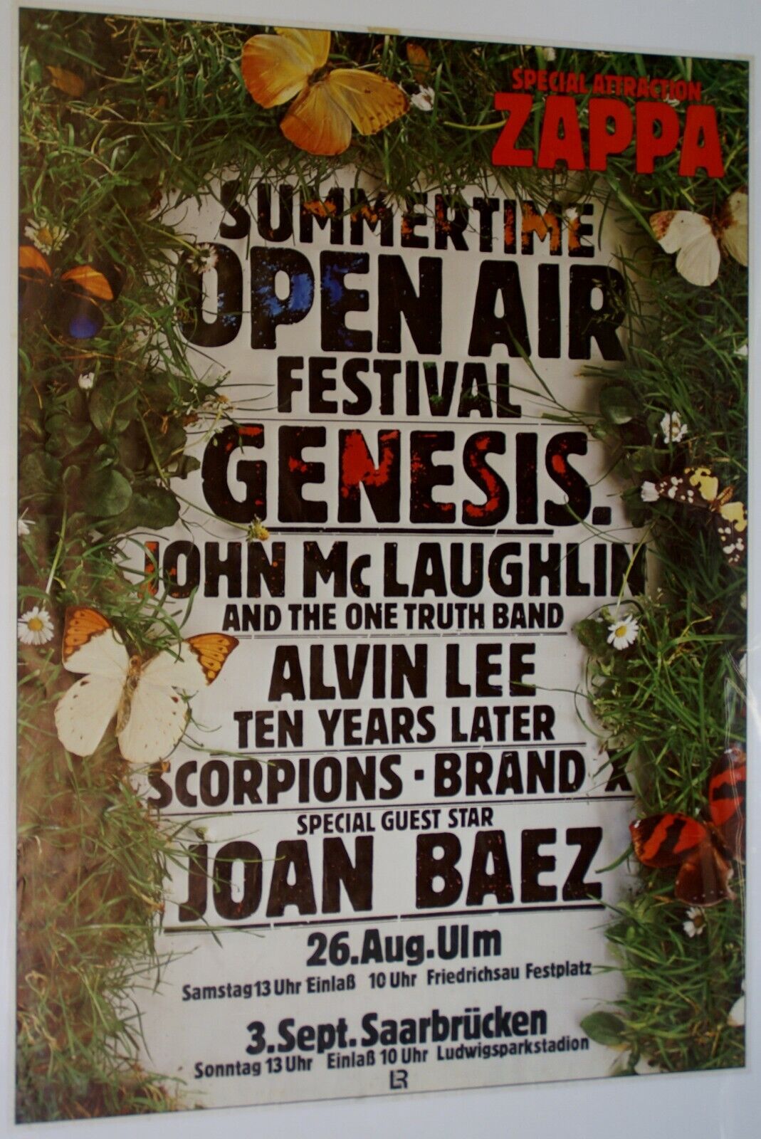 Frank Zappa Genesis Joan Baez Poster Summertime Open Air Festival Germany 1978