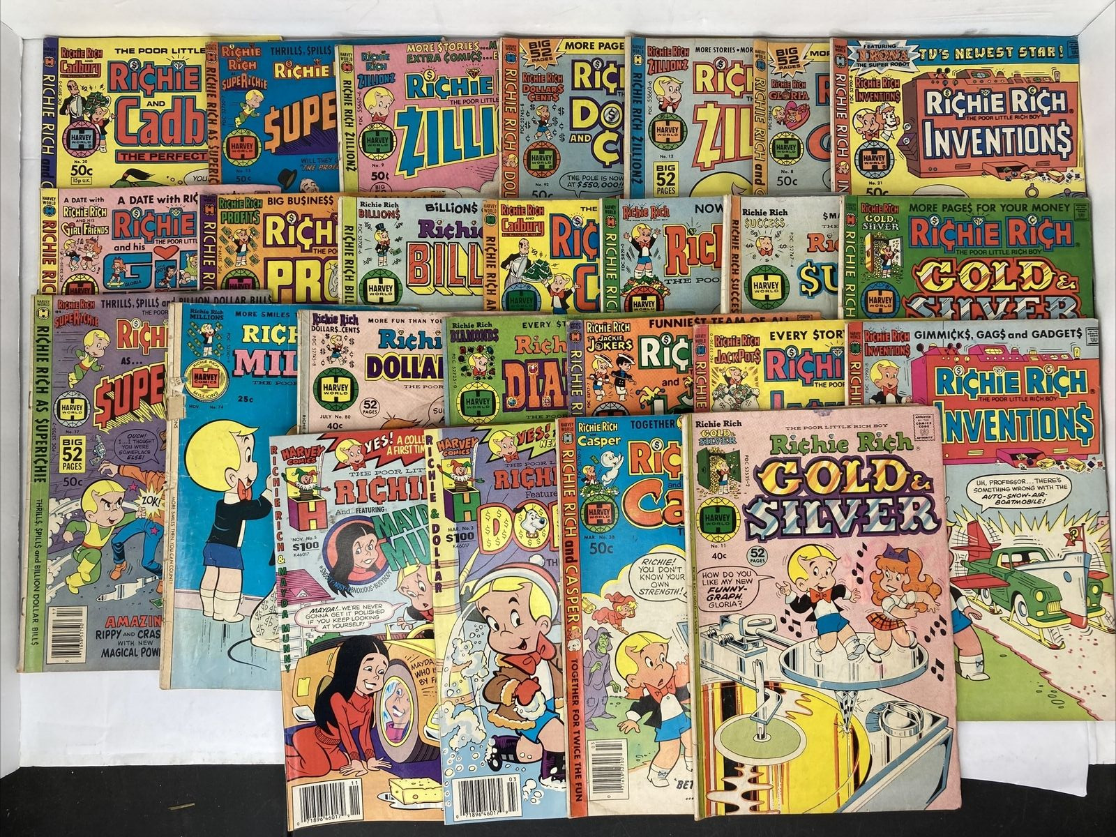 Richie Rich Comic Book Lot of 25 Paperback Bundle Zillion, Gold & Silver Comics