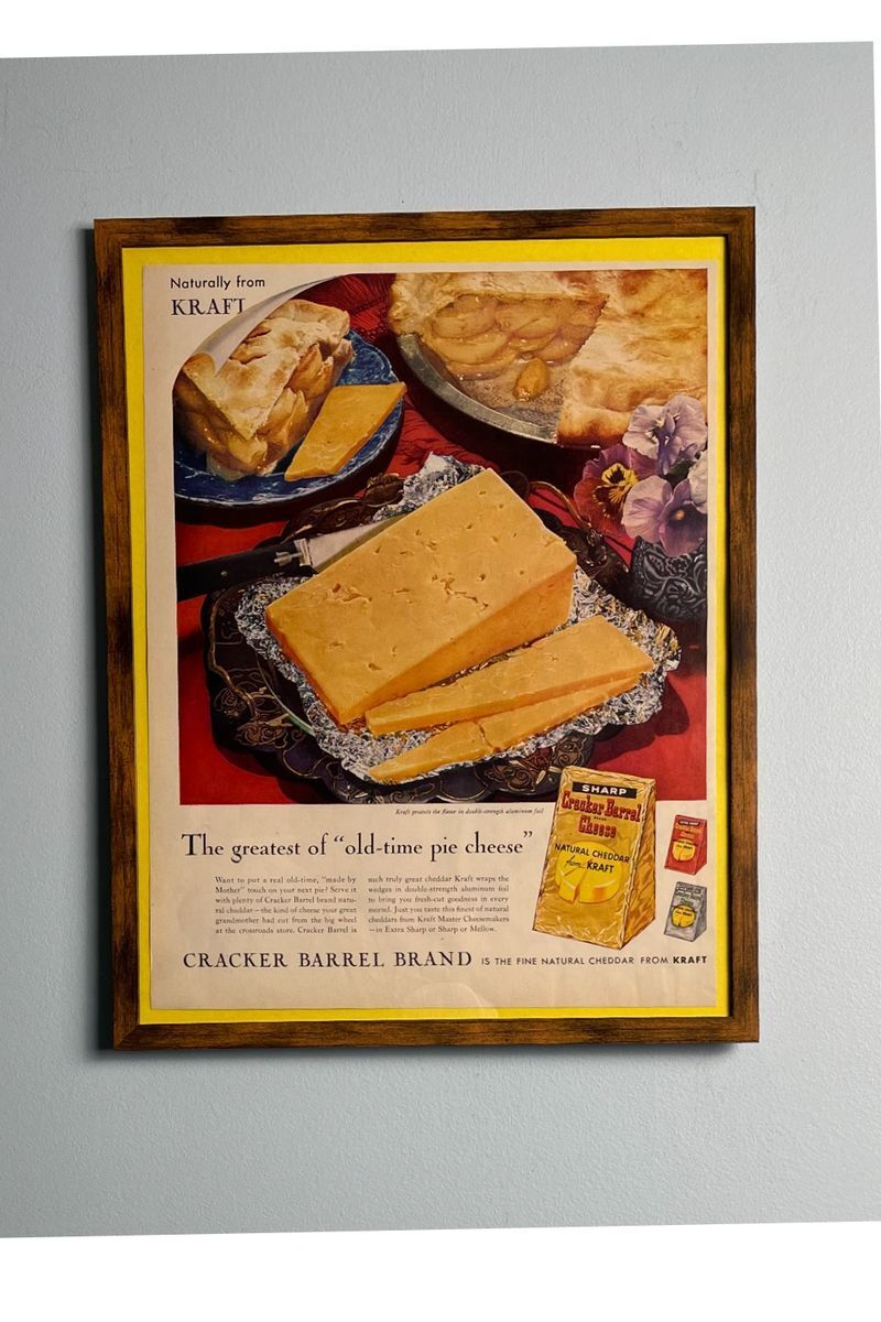 Vintage Cracker Barrel Kraft Fine Cheese Wall Print Advertisement Decor Framed