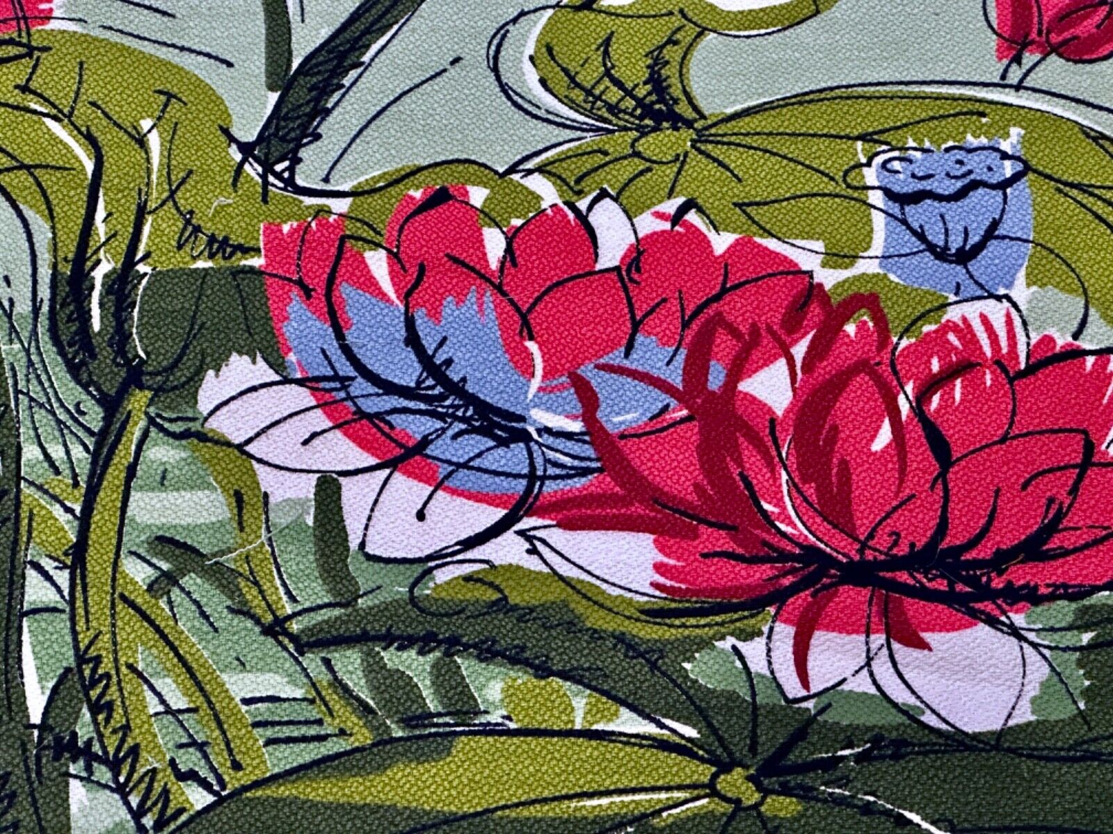 1940's Fab Abstract LOTUS PODS on Celadon Mint Barkcloth Vintage Fabric PILLOWS
