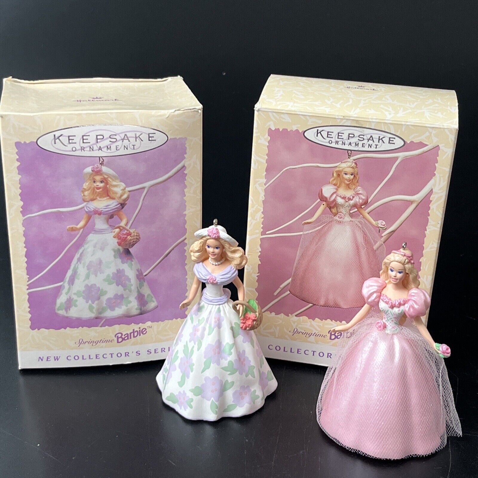 Lot Of 2 Hallmark Easter Springtime Barbie Keepsake Ornaments 1995 & 1996 NEW