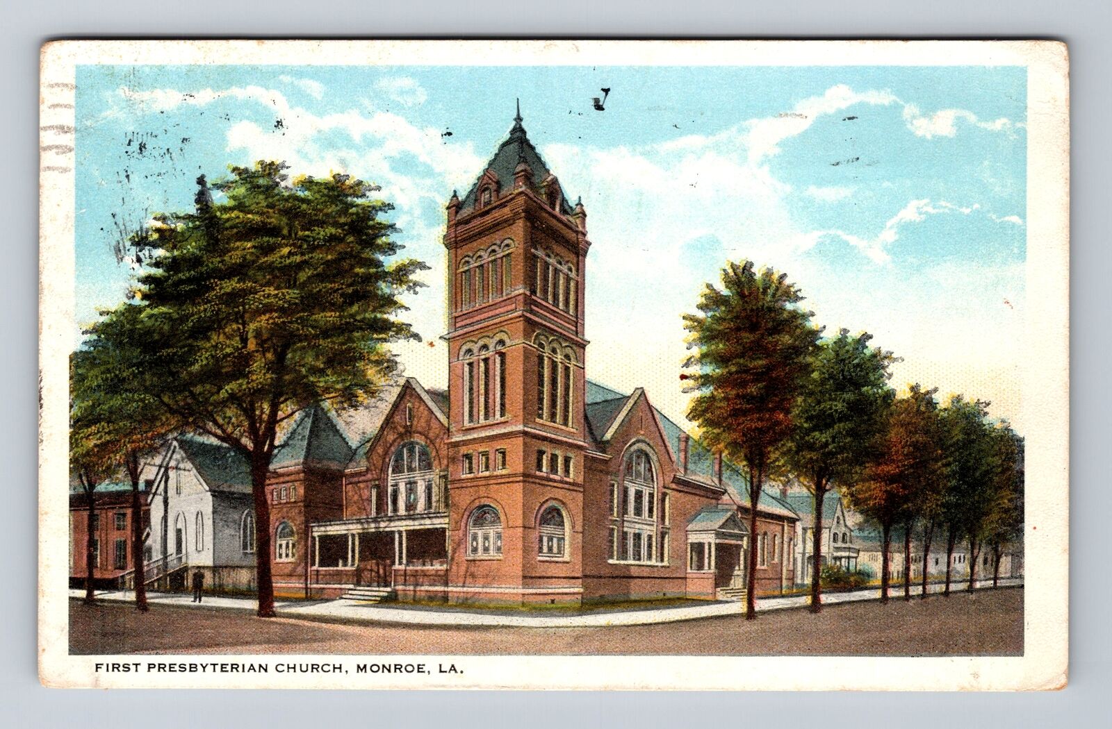 Monroe LA-Louisiana, First Presbyterian Church, Antique Vintage Postcard