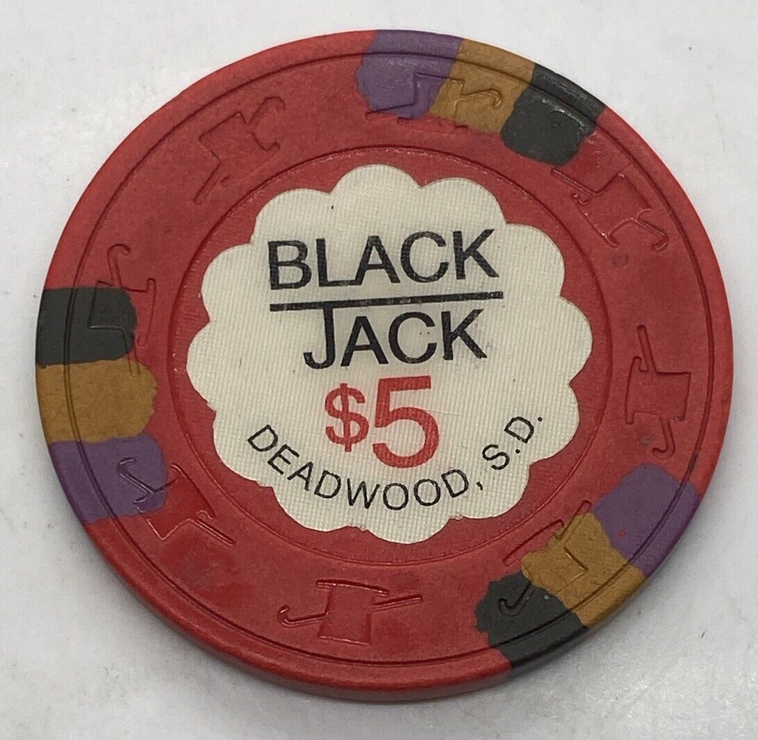 Blackjack Casino - Deadwood South Dakota $5 Chip H&C 1990
