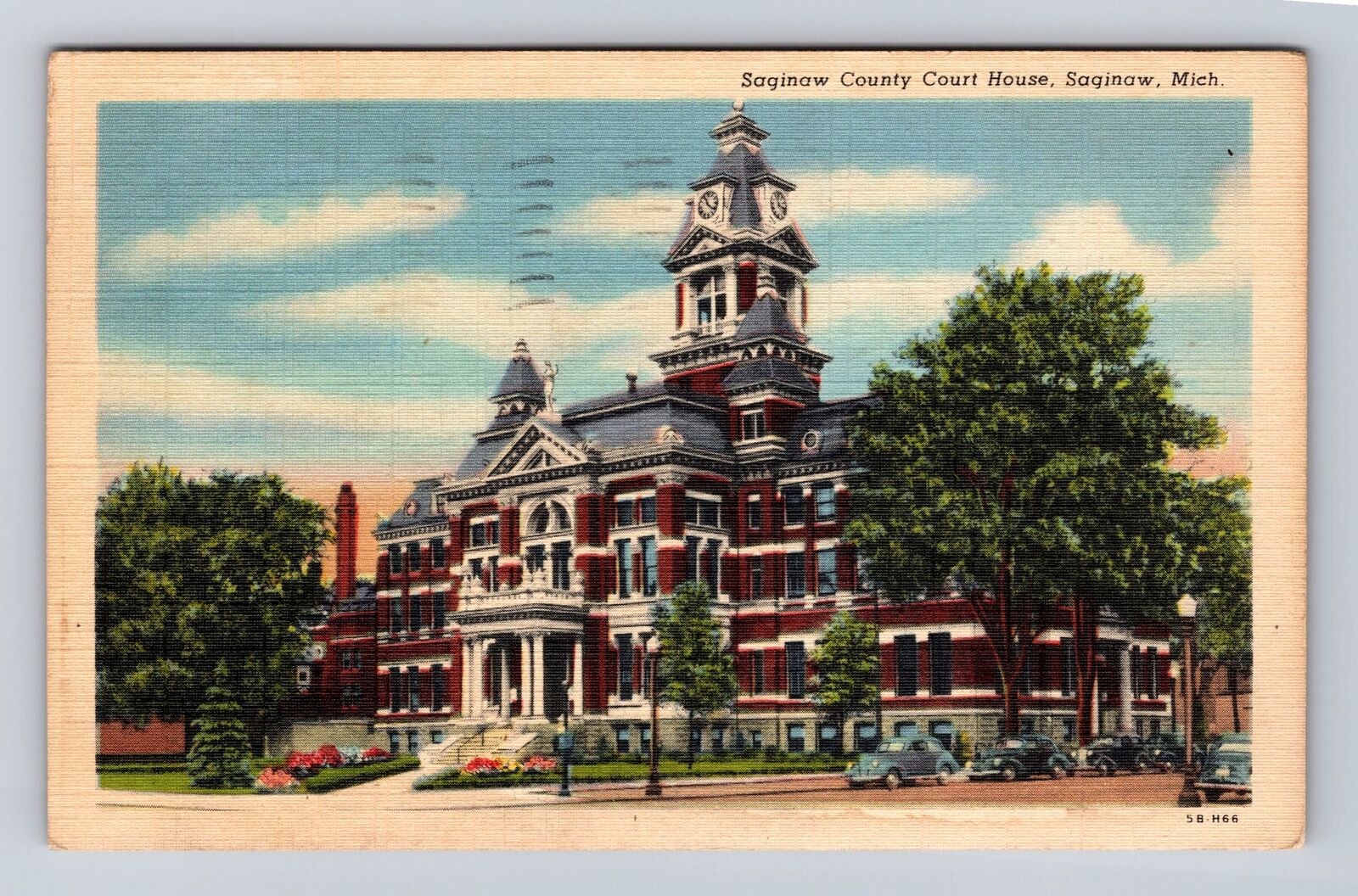Saginaw MI-Michigan, Saginaw County Court House, Vintage c1948 Souvenir Postcard