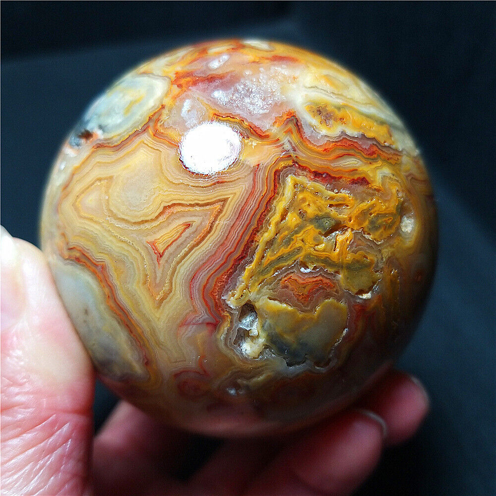 TOP 382G 65mm Natural Polished Banded Agate Crystal Sphere Ball Healing YWD210