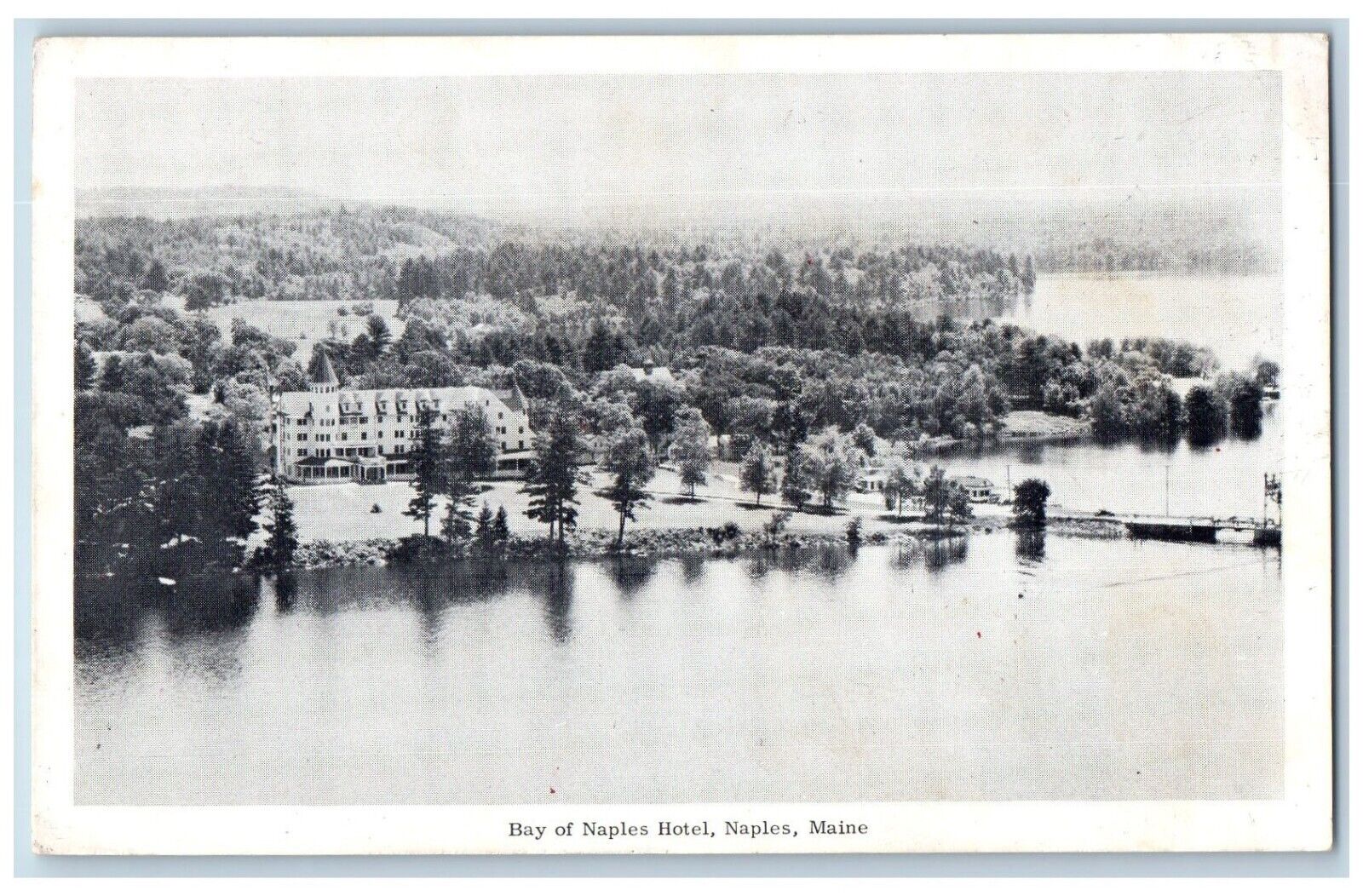 Naples Maine ME Postcard Bay of Naples Hotel Building Scene Posted Vintage