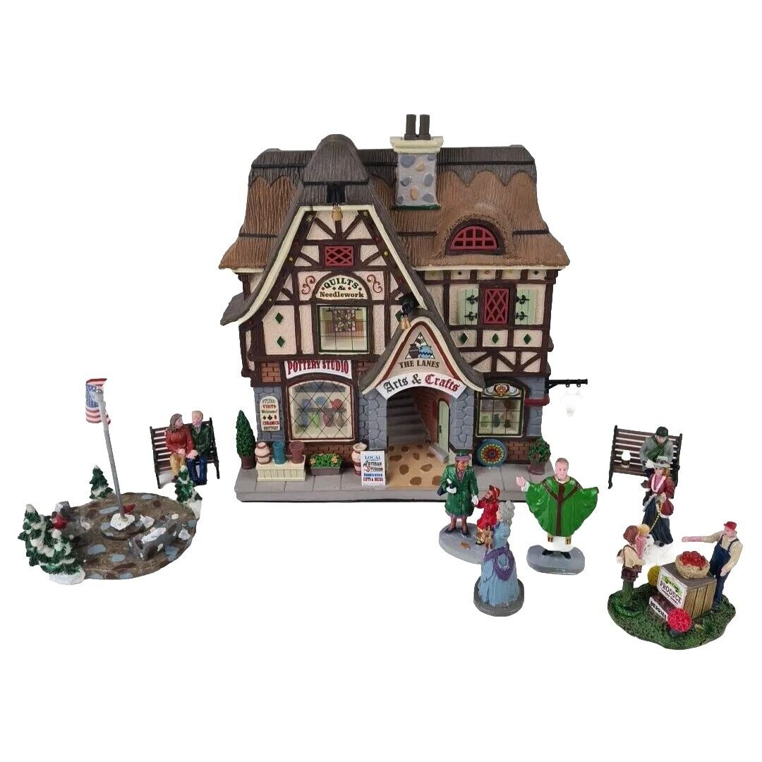 🚨 LEMAX Christmas Village Building THE LANES ARTS  & CRAFTS 95472 + Accesories