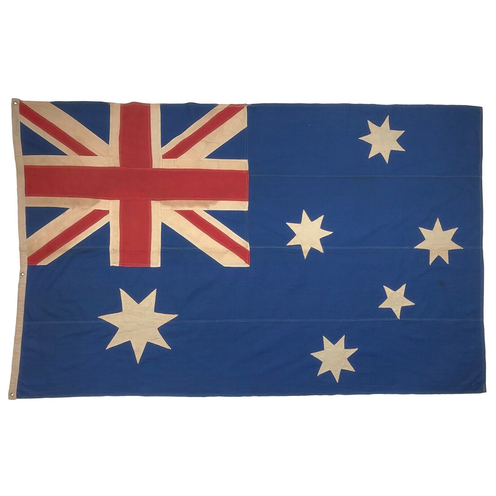 Vintage Wool Hand-Painted Flag Australia Banner Distressed Old Cloth Union Jack