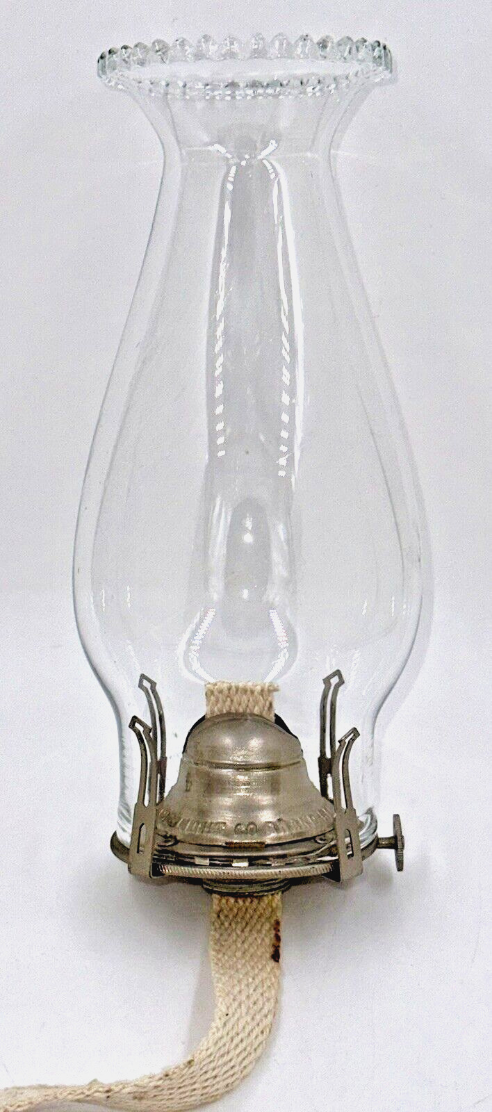 Antique No. 1 White Flame Light Co Oil Kerosene Lamp Burner w/ Pearl Top Chimney