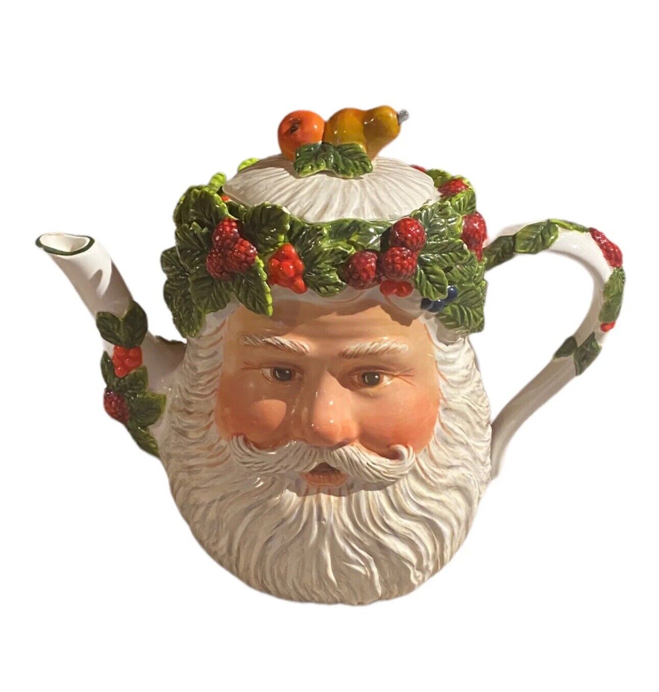 2001 Department 56 Santa Christmas Ceramic Coffee Tea Pot /See Description