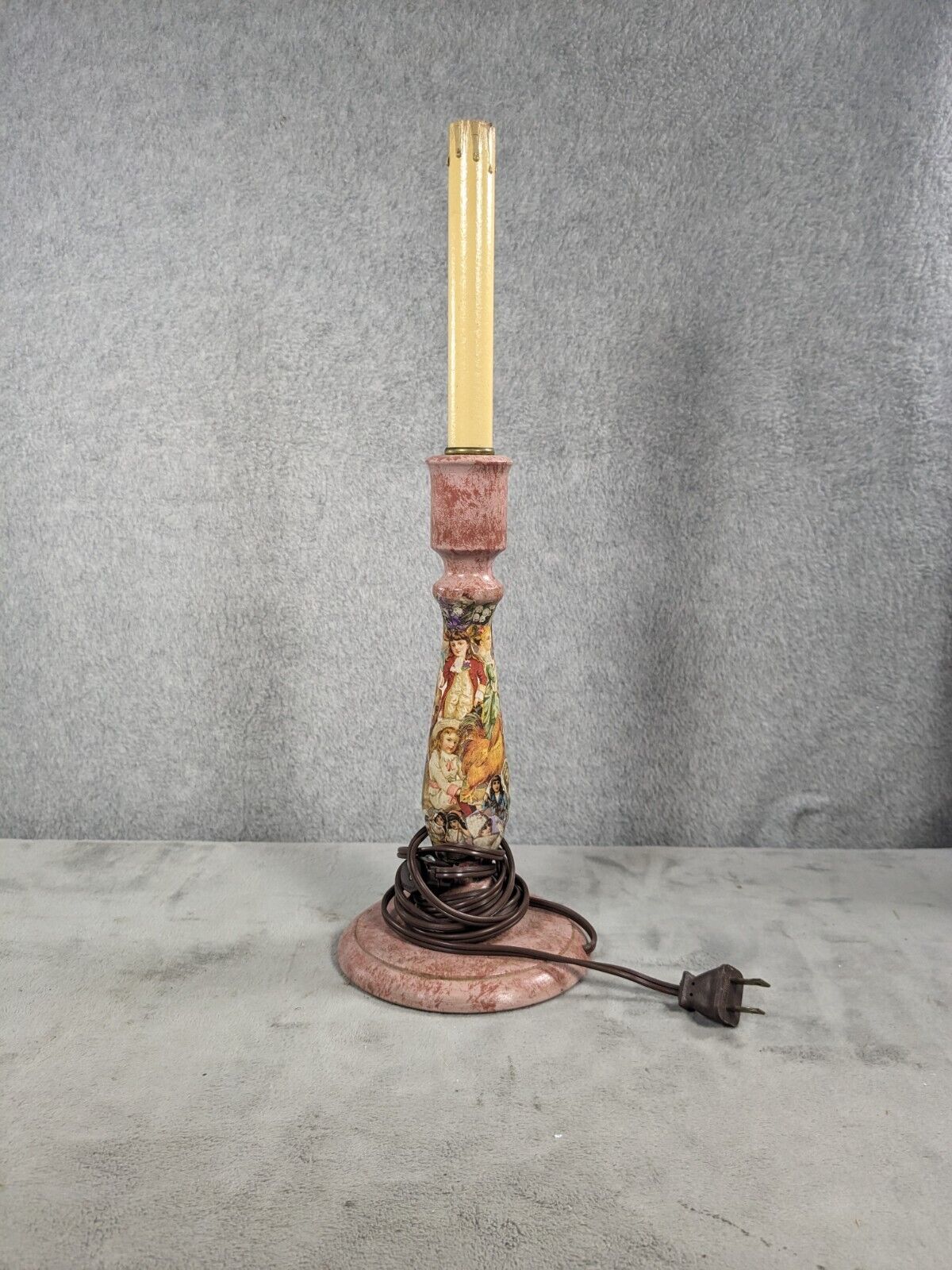 Beautiful Vintage Victorian Style Candlestick Lamp Pink