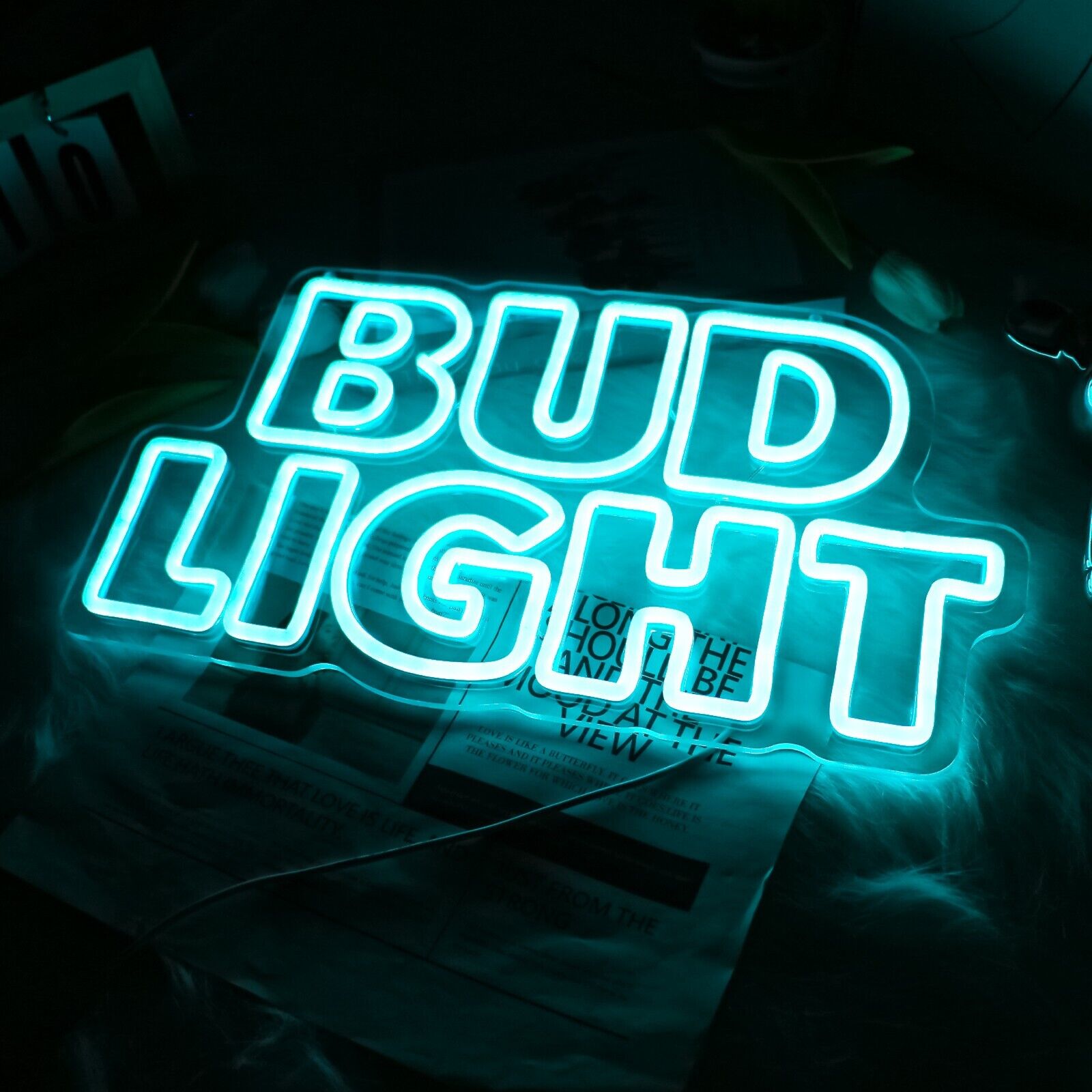 Bud Light Neon Sign LED Neon Light Sign for Home Bar Club Party Decor