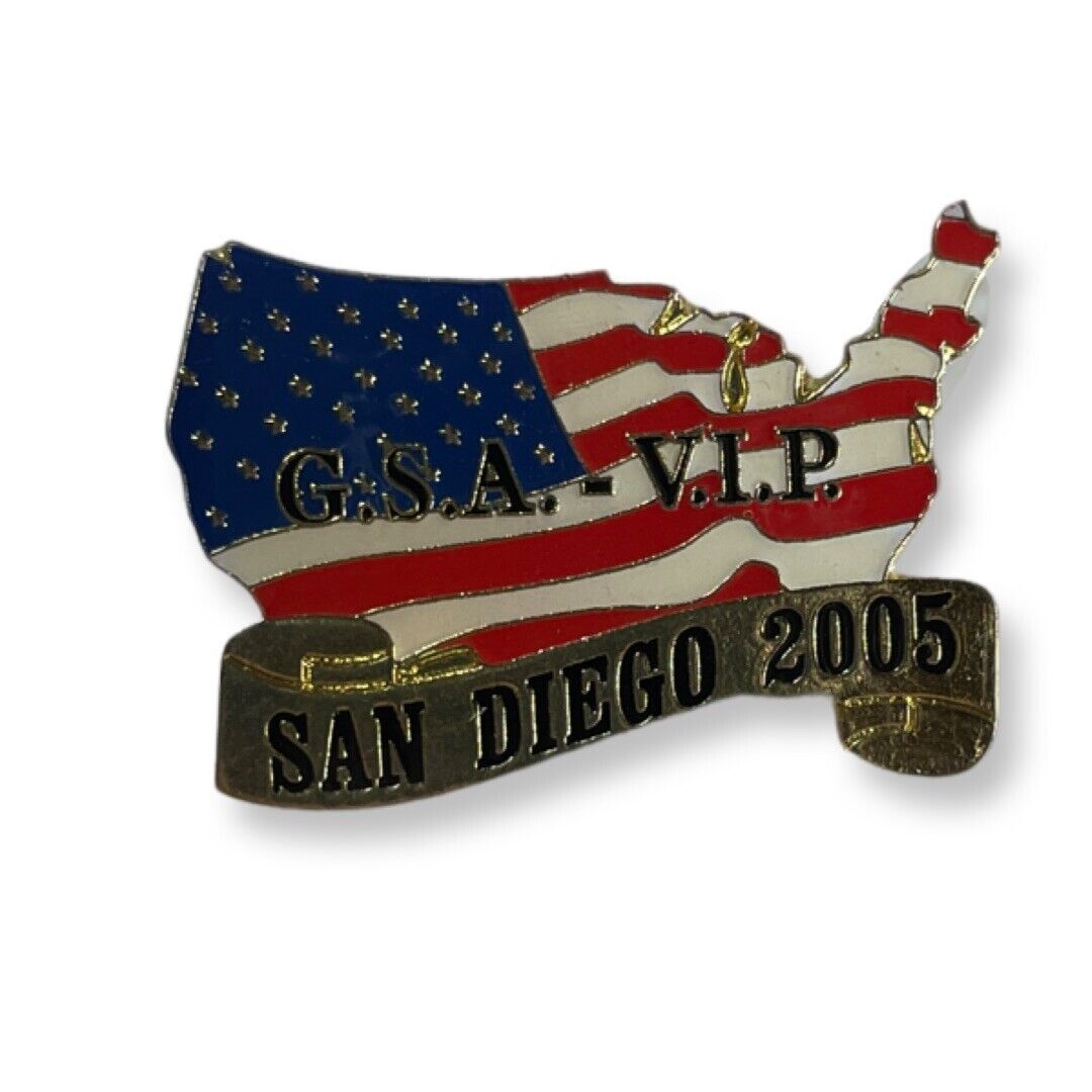GSA VIP San Diego 2005 Lapel Pin Patriotic USA Flag General Service Adm