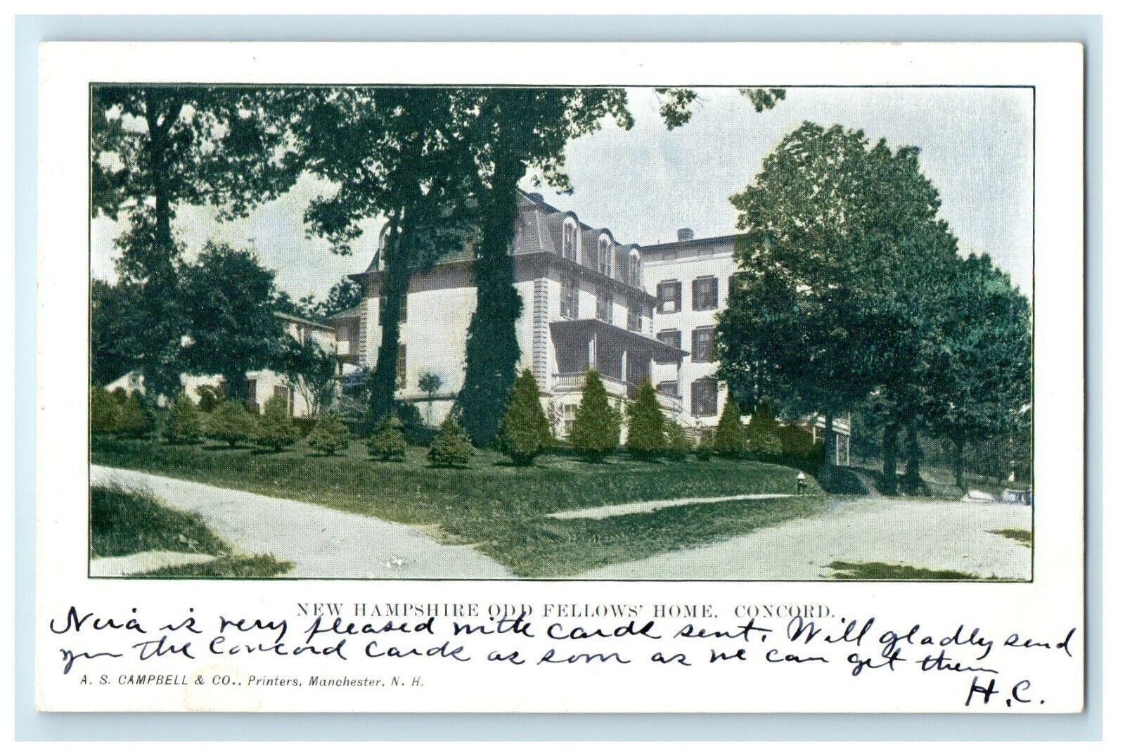 c1905s Odd Fellows Home, Concord, New Hampshire NH Unposted Postcard