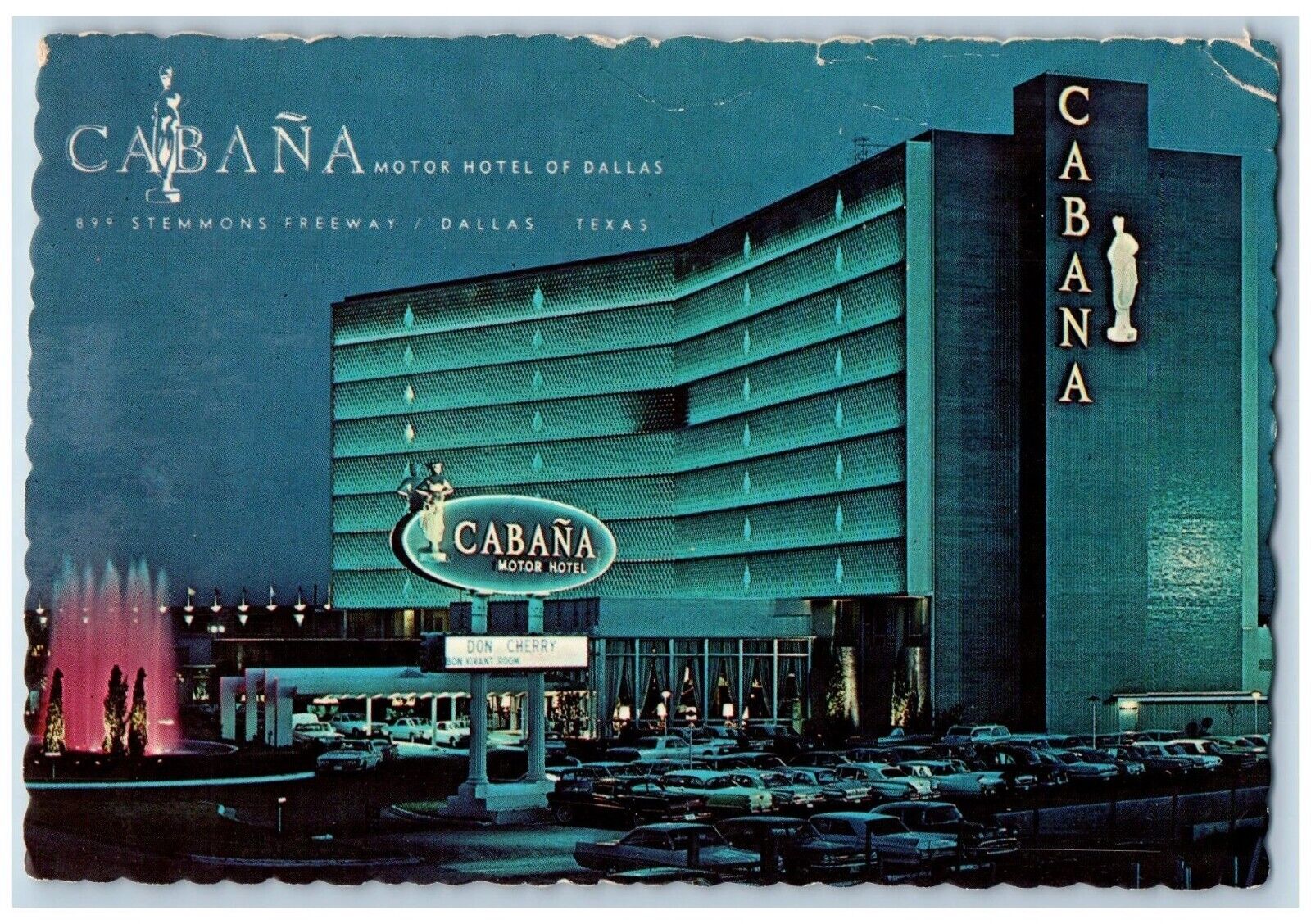 Dallas Texas TX Postcard Cabana Motor Hotel Dallas Building Exterior View c1960