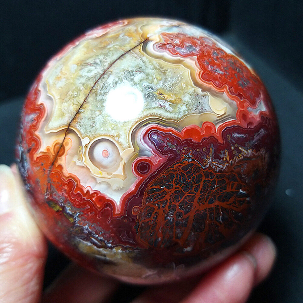 TOP 470g Natural Polished Mexico Banded Agate Crystal Sphere Ball Healing  A2149