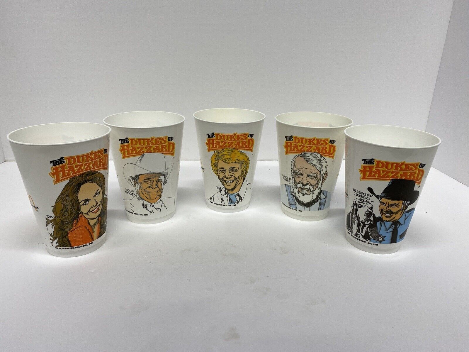 Dukes of Hazzard McDonald Cup Set 1982 5 Cup Set