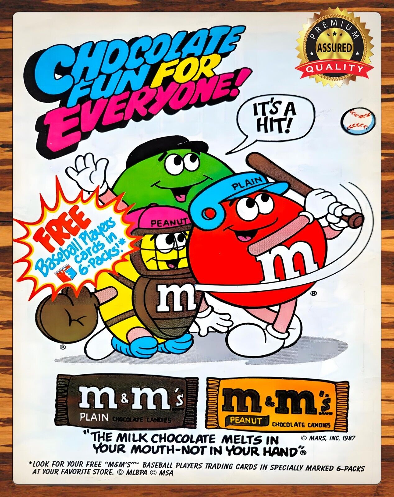 M&M's - Chocolate Fun For Everyone - 1987 - Rare - Metal Sign 11 x 14