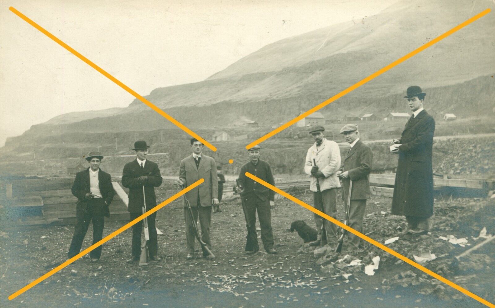 1913 Big Eddy oregon The Dalles Celilo Shooting Group of Dalles businessmen