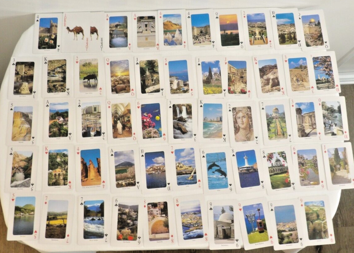 PALPHOT ISRAEL PLAYING CARDS PHOTOGRAPHS 52 DIFFERENT SINGLE SWAP HOLY LAND PICS