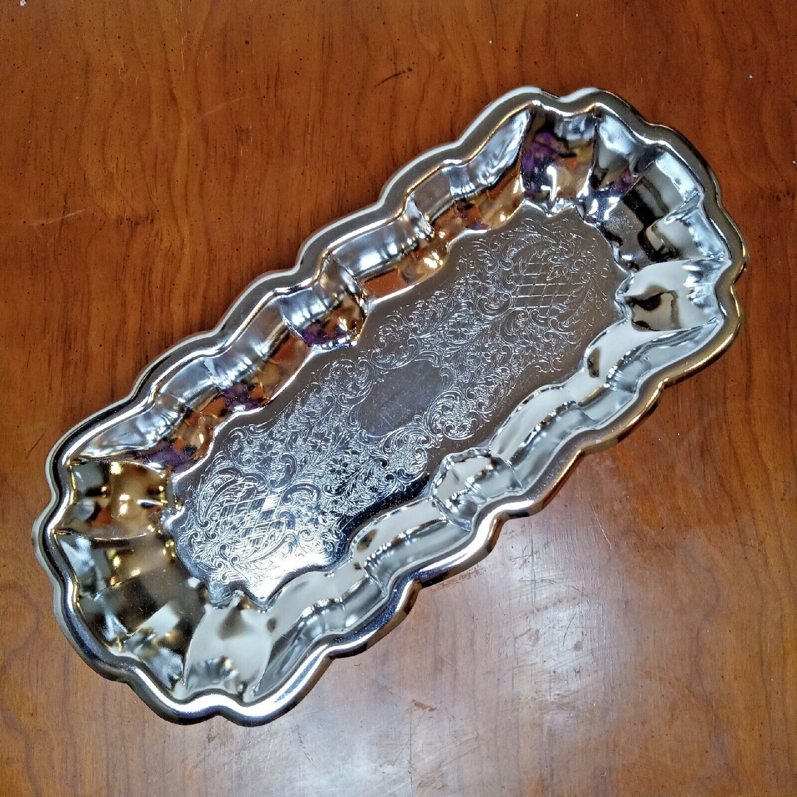 Vintage Tray Celery Dish? Small Tray Silver Colored Holiday