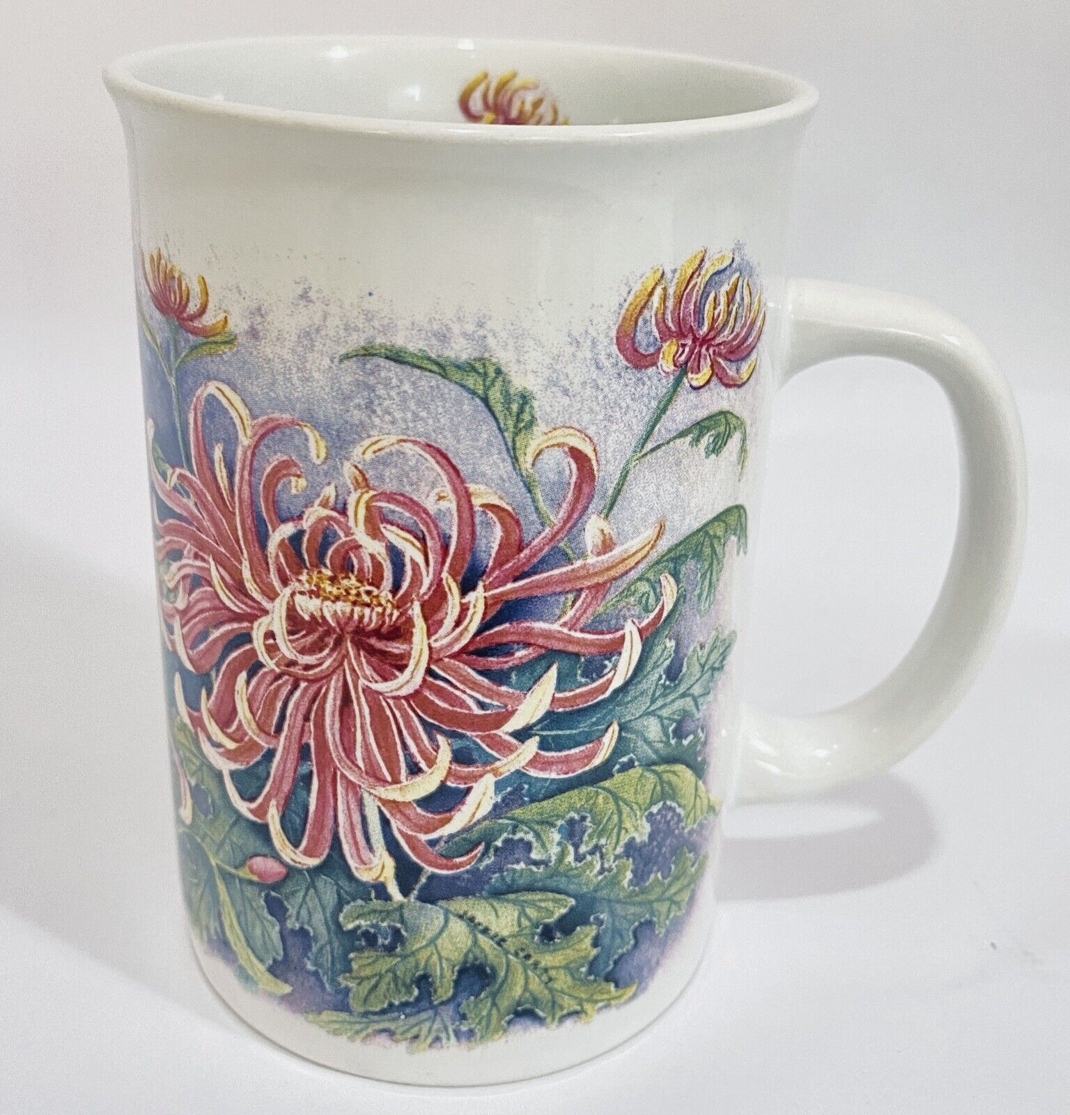 Vintage Potpourri Press Spider Mums Mug Pink Floral Flowers 1993 Ceramic