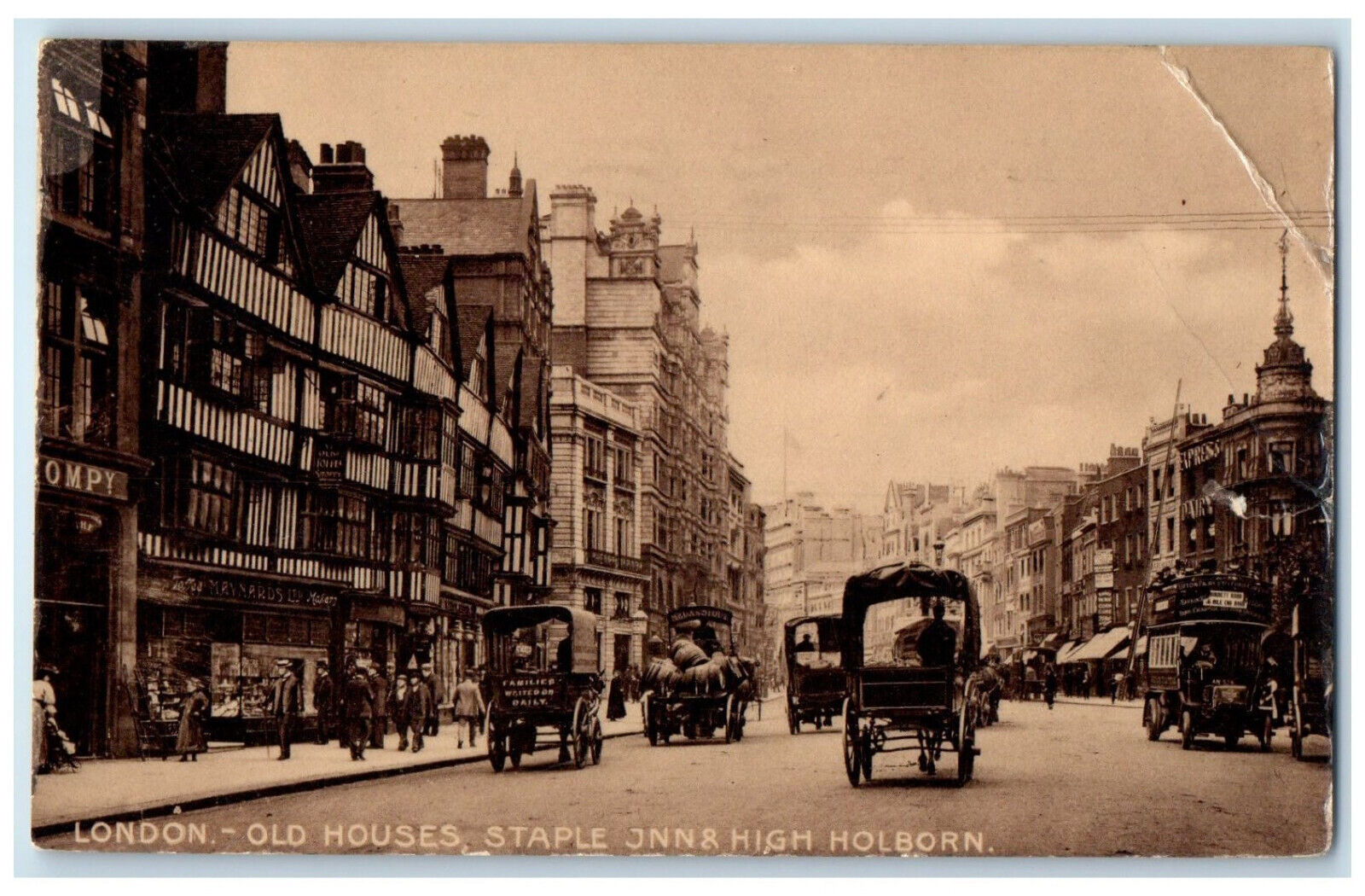 1912 Old Houses Staple JNN & High Holborn London England Antique Postcard