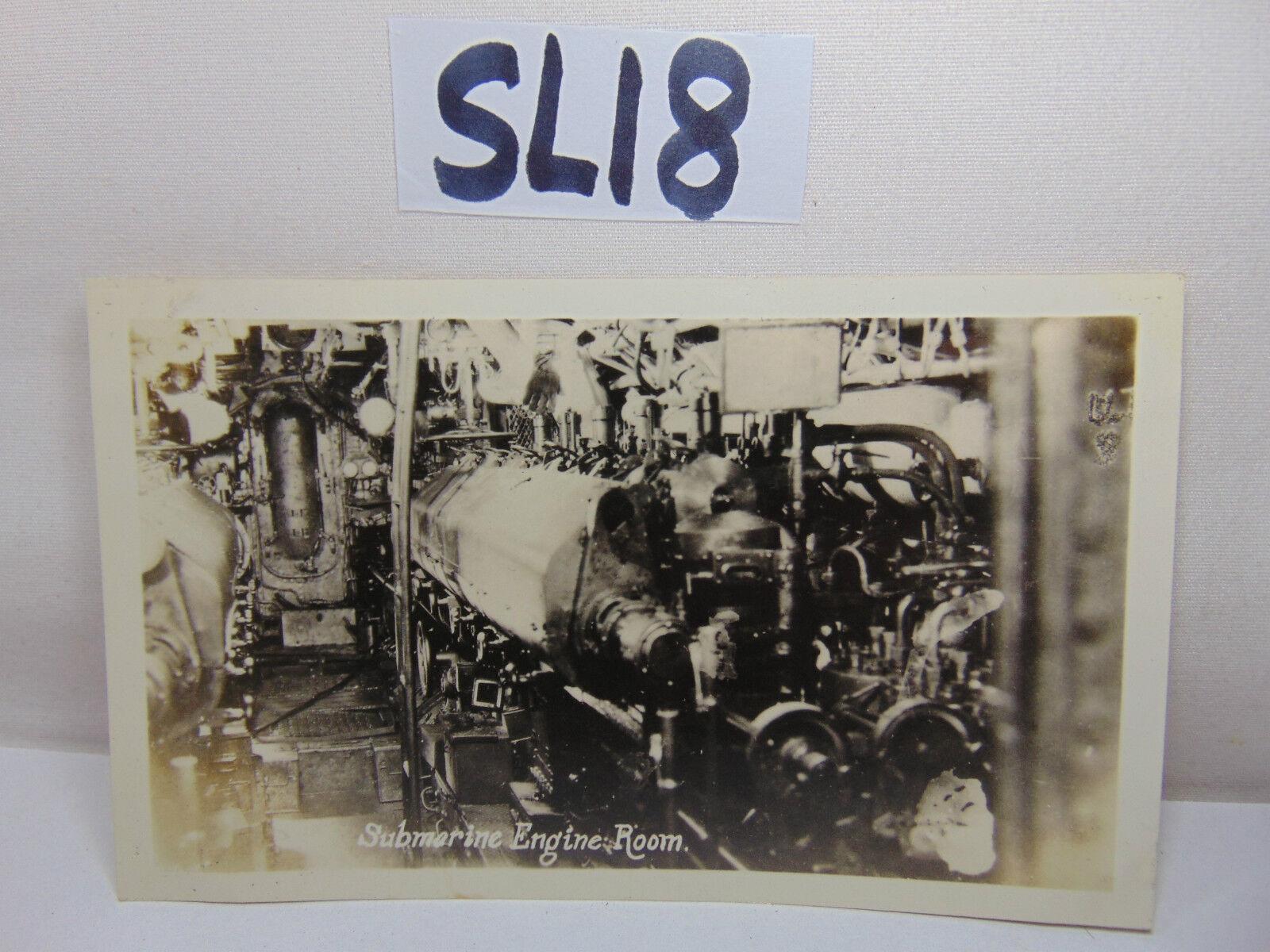 VINTAGE 1920'S US NAVY PICTURE POSTCARD SUBMARINE SUB ENGINE ROOM UNUSED RARE
