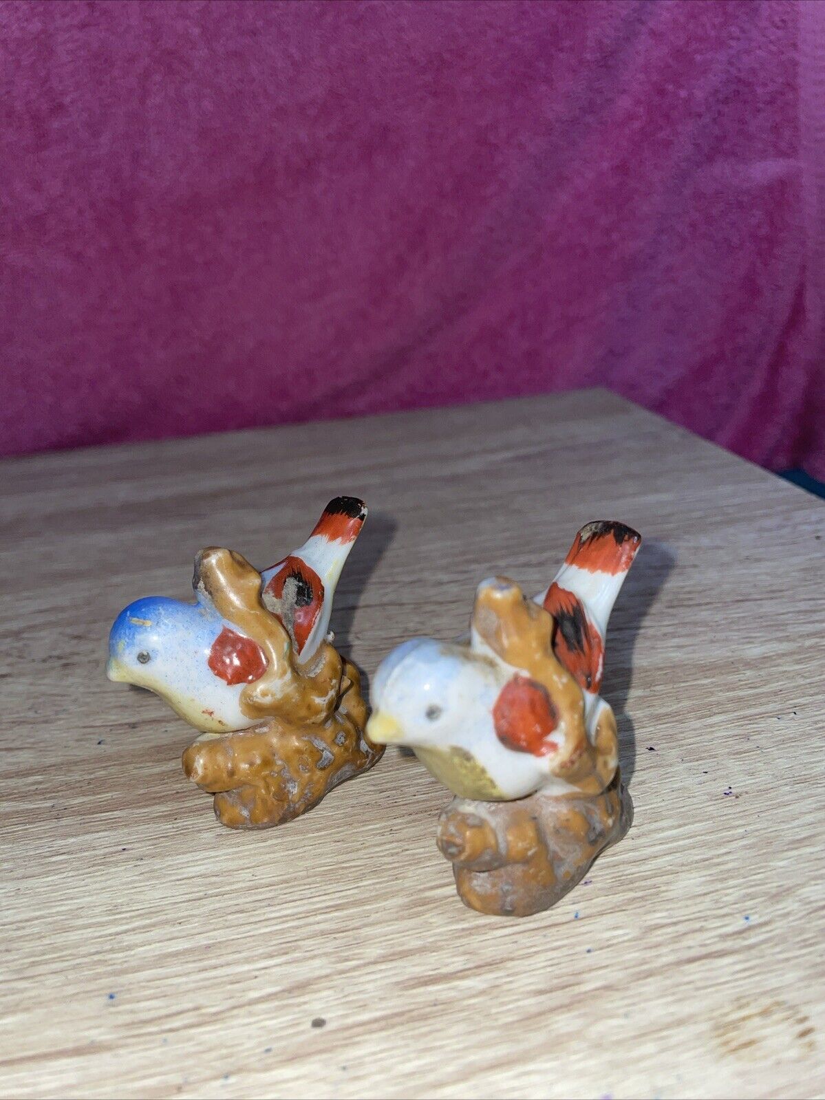 vintage Pair Of Porcelain Miniature Birds Stamped occupied japan