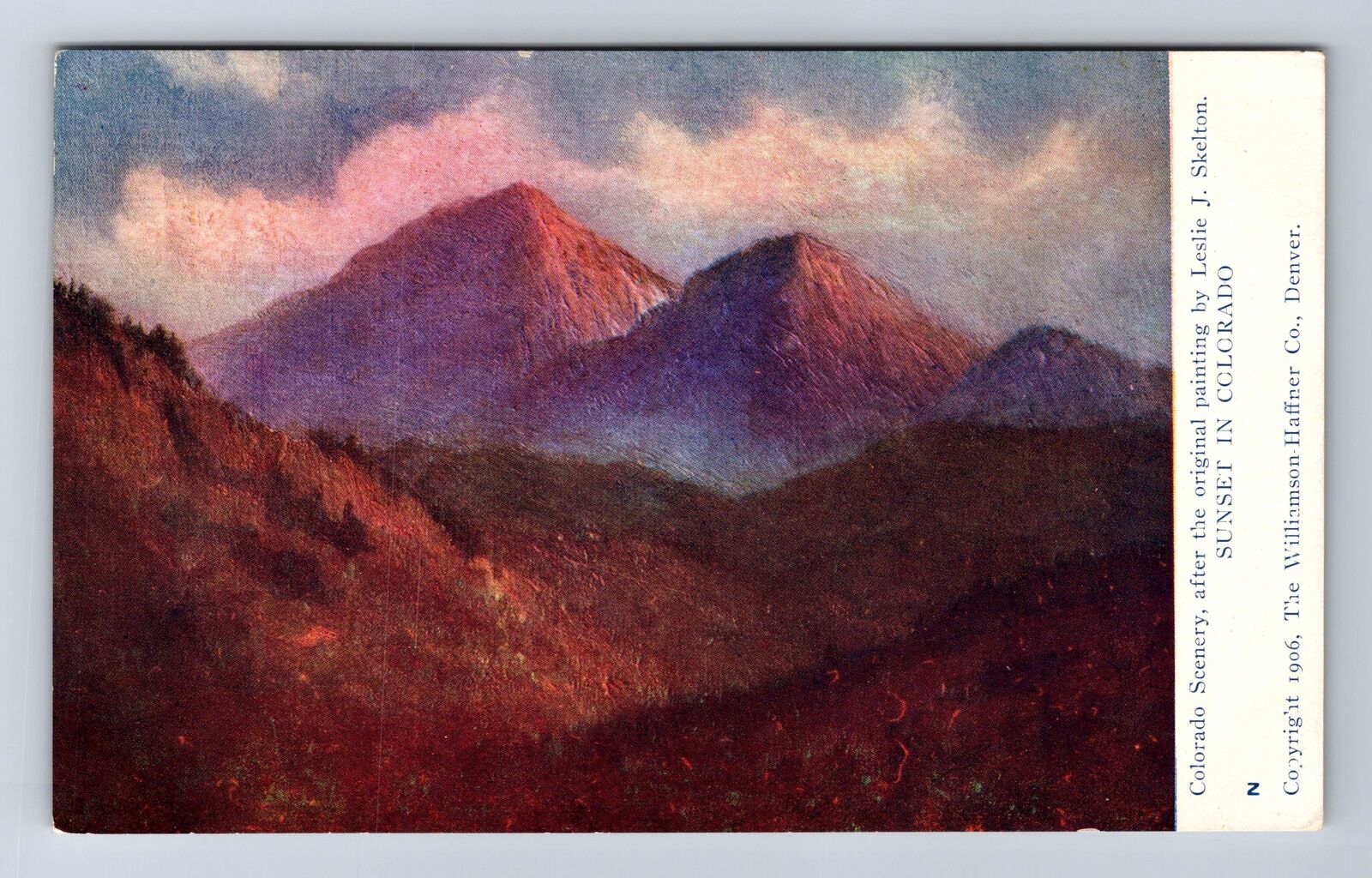 Colorado Scenery From Original Painting Sunset In Colorado Vintage Postcard