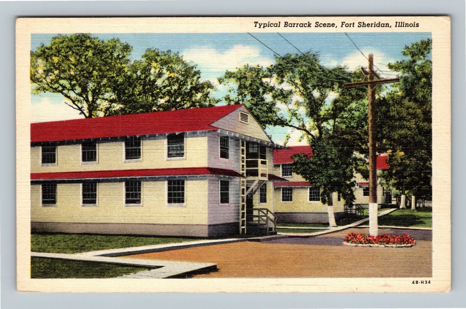 Fort Sheridan IL, Typical Barrack Scene, Illinois c1945 Vintage Postcard