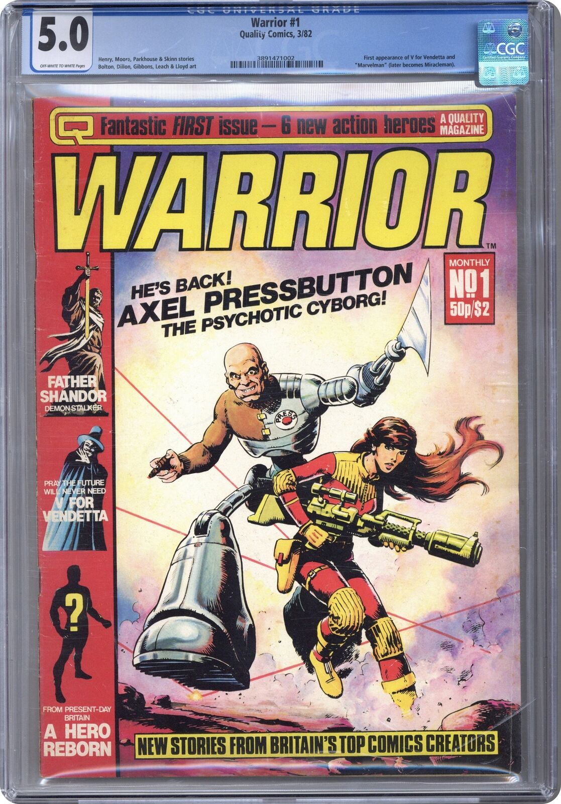 Warrior UK #1 CGC 5.0 1982 3891471002 1st app. Alan Moore\'s MarvelMan