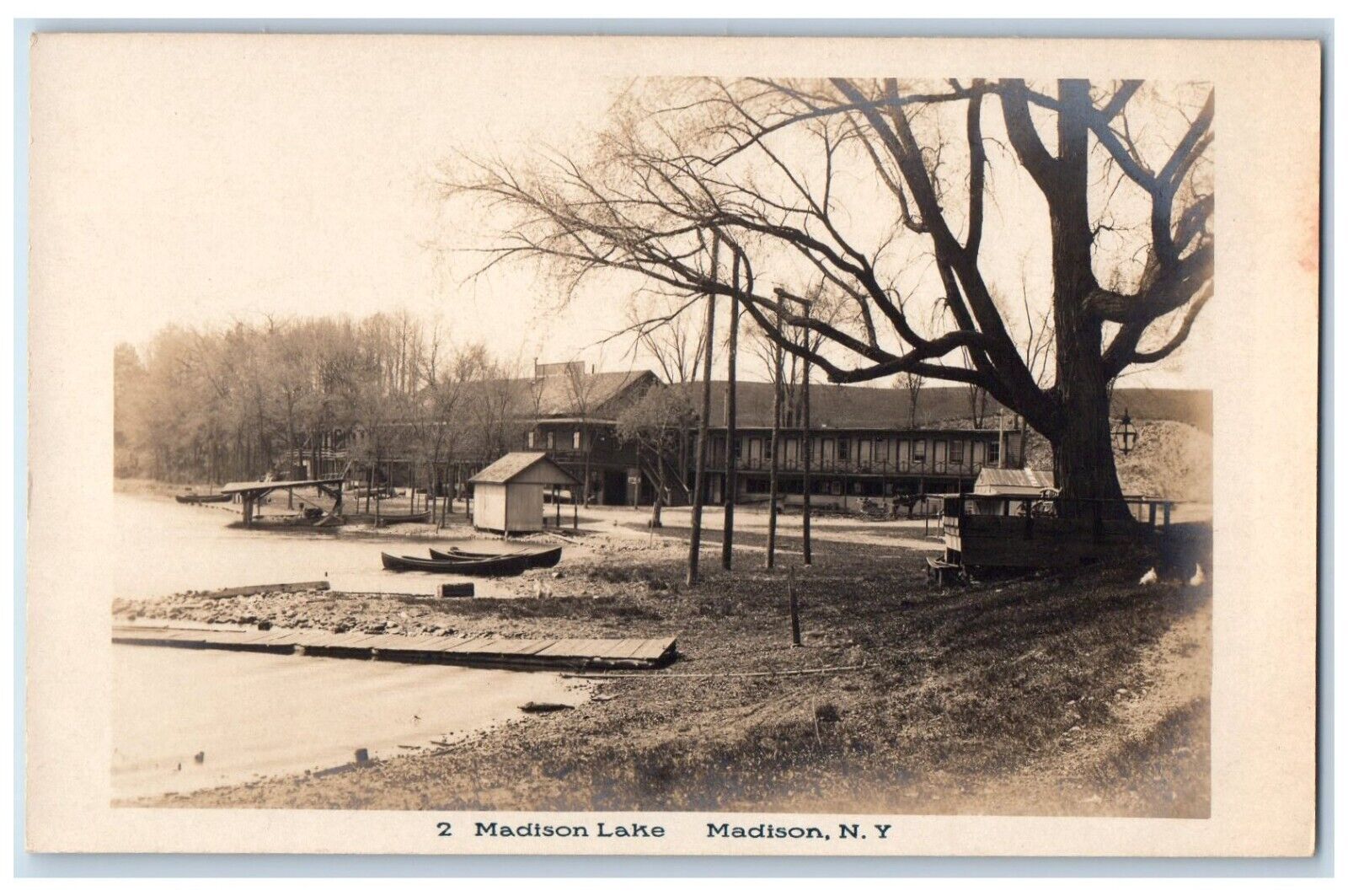 c1910's Madison Lake Boat View Madison New York NY RPPC Photo Antique Postcard