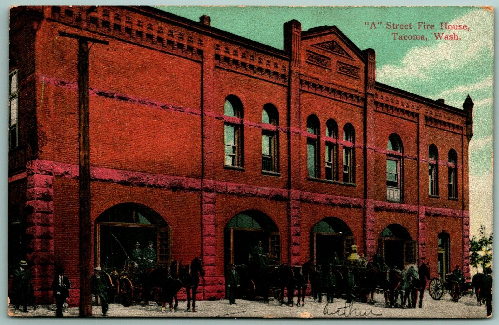A Street Fire House Station Tacoma Washington WA 1908  DB Postcard E13
