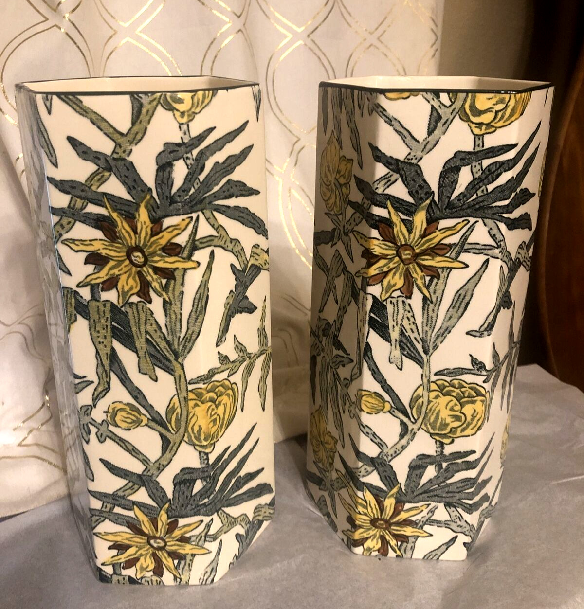 Tiffany & Co Mason’s Ironstone \'Yellow Flowers\'  Vases - Pair REDUCED