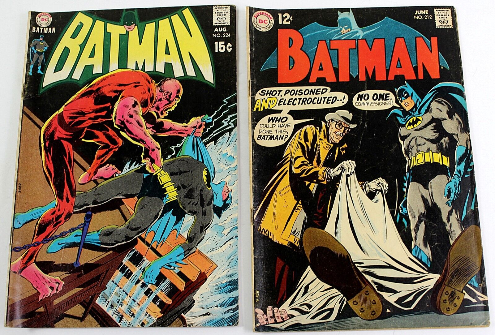 BATMAN No 212 and 224 1969 DC Comics 2 Comics Nice Neal Adams Art Last 12c Issue