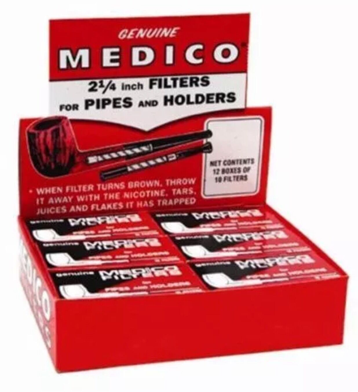 10 Boxes Genuine Medico Tobacco Pipe&Cigar Holder Filter NEW 2 1/4\