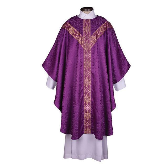 Satin Avignon Collection Semi - Gothic Chasuble Purple Polyester Size:59 x 51