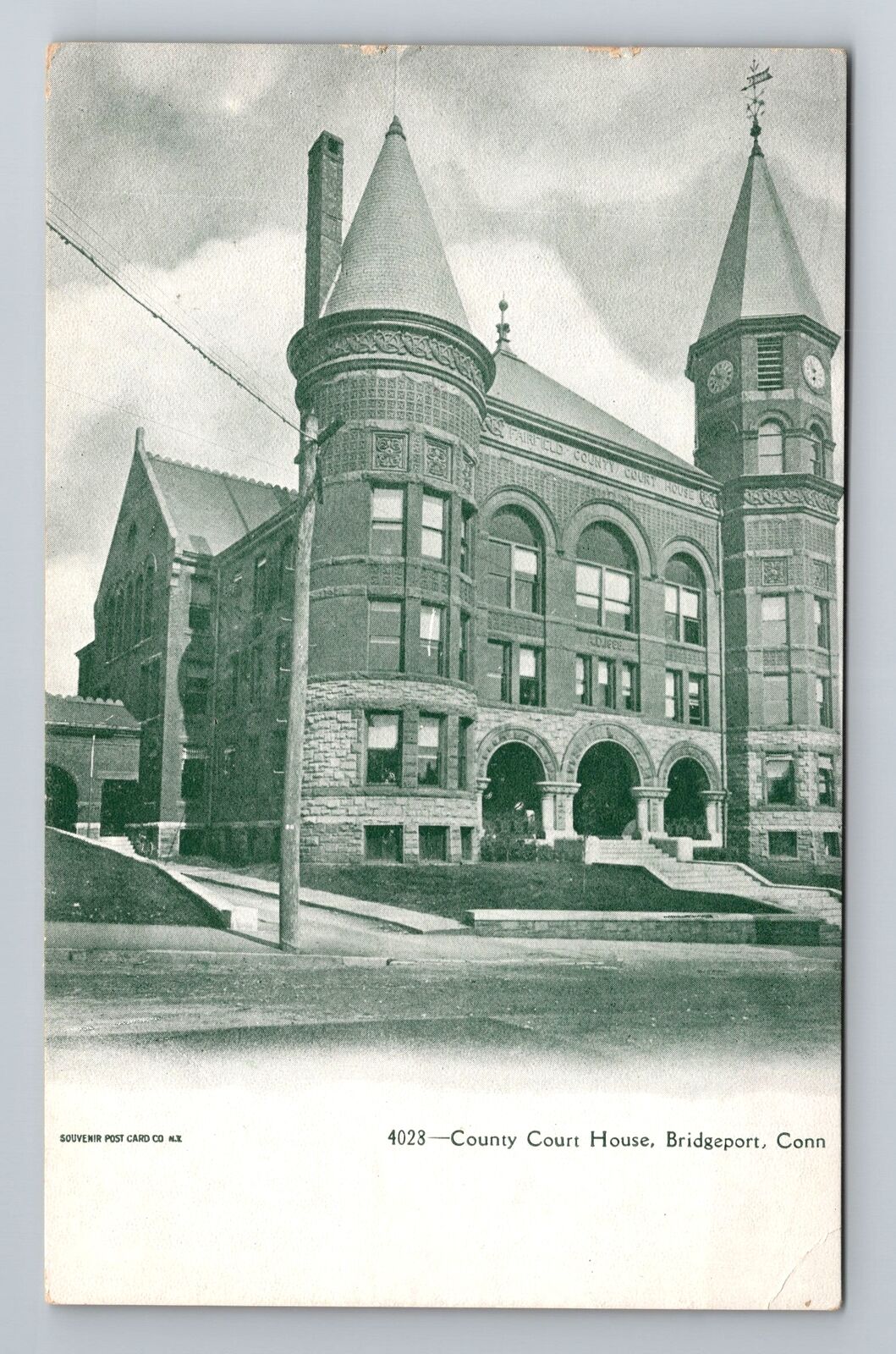 Bridgeport CT-Connecticut, County Court House, Antique Souvenir Vintage Postcard