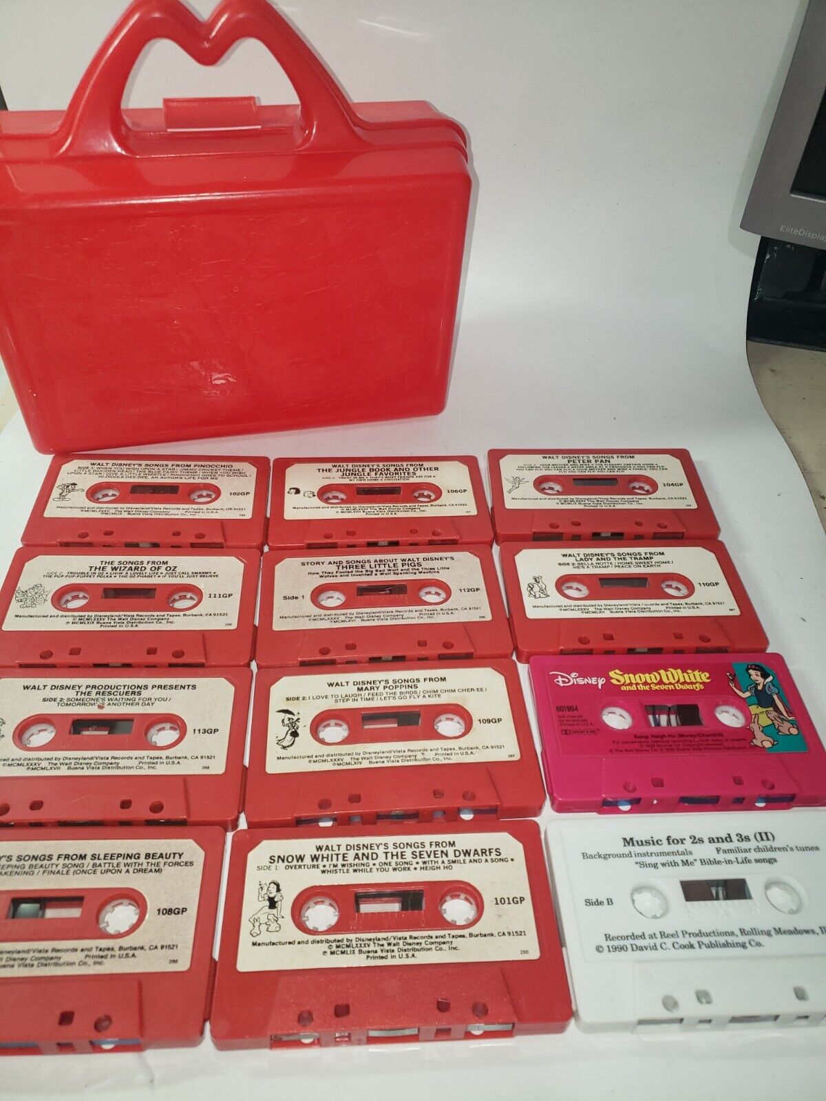 Vintage 1985 Walt Disney's Songs from Movies Cassettes with McDonald's Lunchbox 