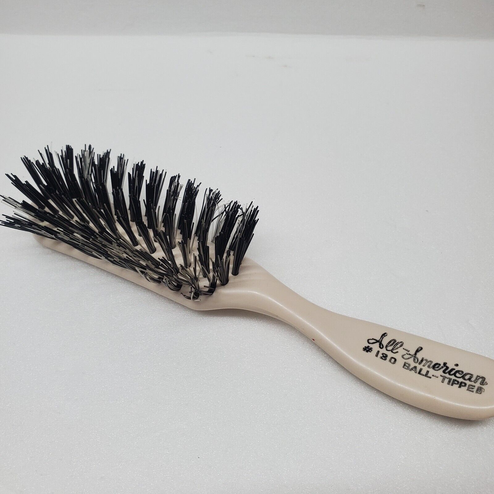 Vintage All-American Ball-Tipped Hairbrush Bristle Brush #130 Tan