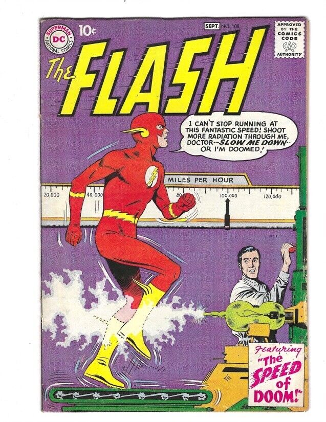 The Flash #108 DC 1959 Flat tight and glossy FN/FN+ Beauty Grodd Trilogy